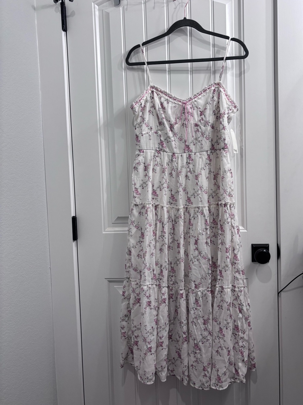 Trixxi White Maxi Dress with Pink Floral Print
